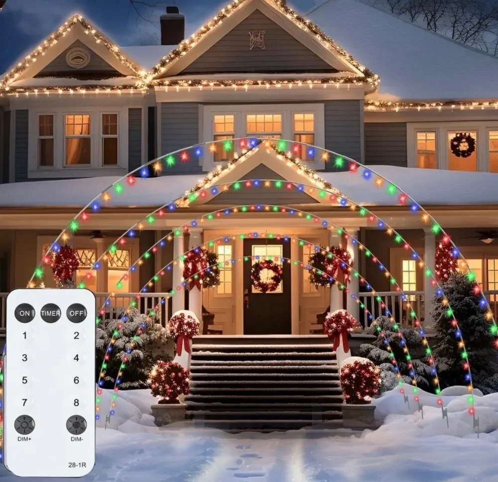Christmas Archway Lights Outdoor 3 Pack,300Leds Mulit-Color Christmas Light Arch